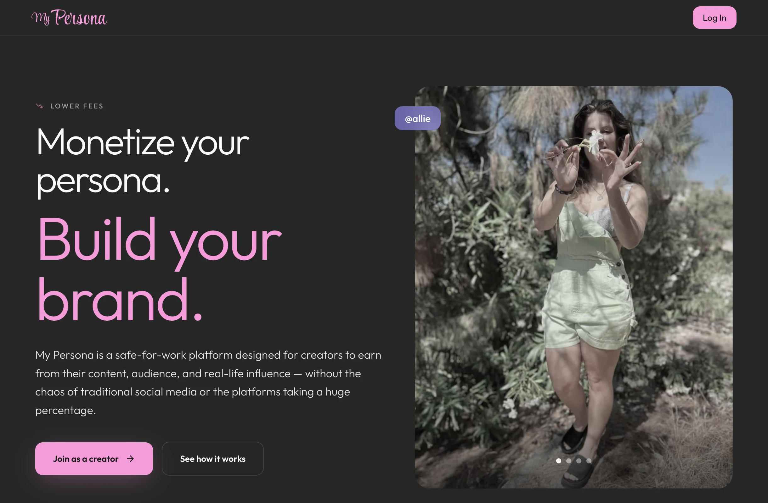 The My Persona homepage.