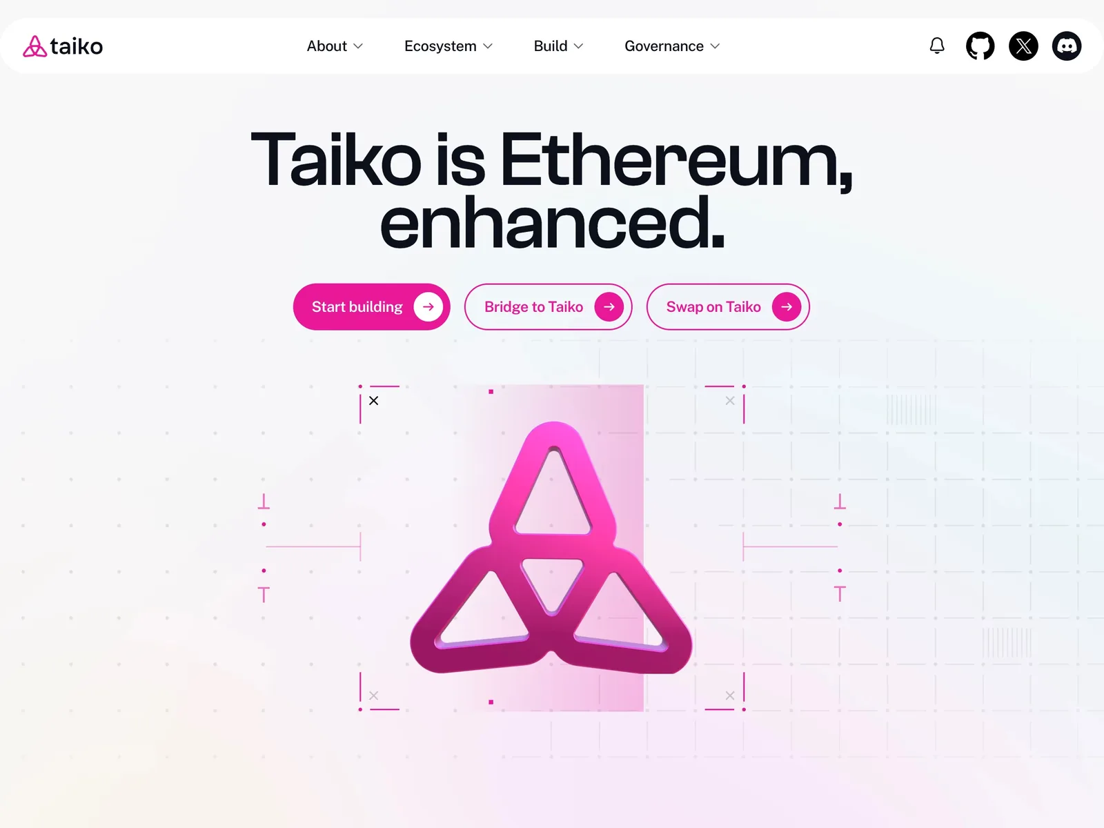 The taiko.xyz landing page — “Taiko is Ethereum, enhanced.”
